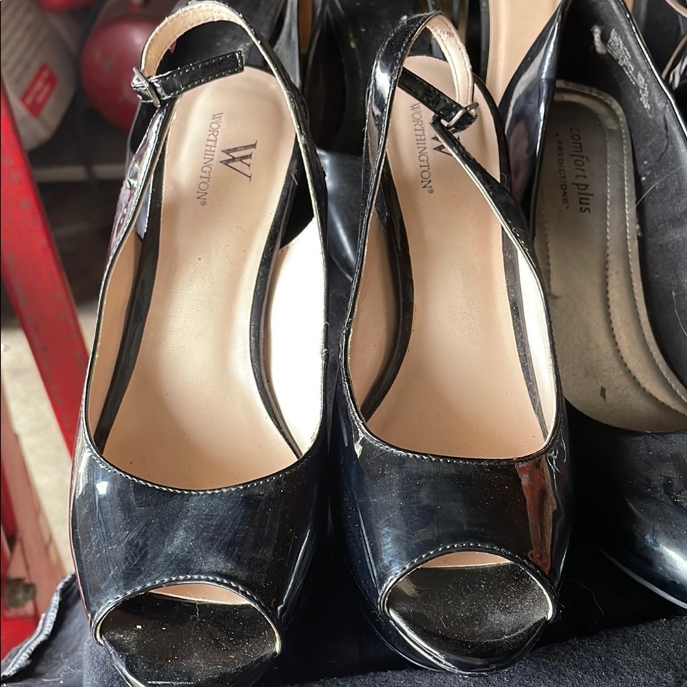 Comfort Plus by Predictions Black Slingback Heels